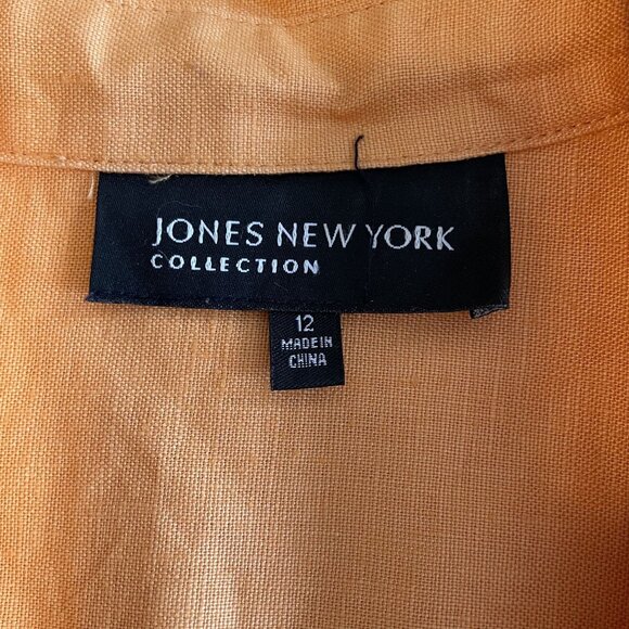 Jones New York Collection Womens Orange Pleated Linen Blazer Jacket Size 12 - Picture 5 of 7